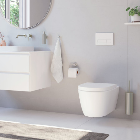 H332N Smedbo Home Brushed Nickel Toilet Brush Holder Bathroom Setting
