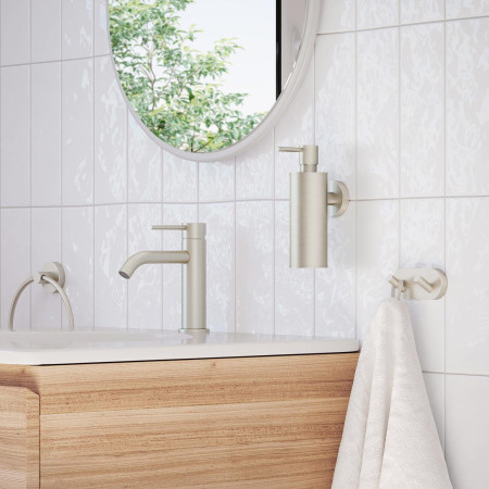H344N Smedbo Home Brushed Nickel Towel Ring Bathroom Setting