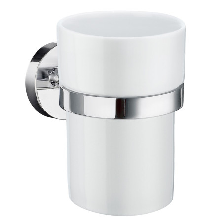 Smedbo Home Porcelain Tumbler with Chrome Holder