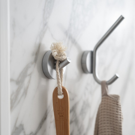 HS355 Smedbo Home Single Towel Hook Brushed Chrome Lifestyle