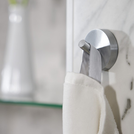 HS355 Smedbo Home Single Towel Hook Brushed Chrome Close Up