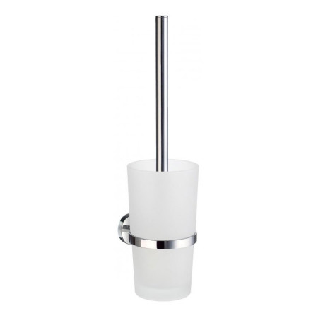 Smedbo Home Toilet Brush & Wallmount Frosted Glass Container