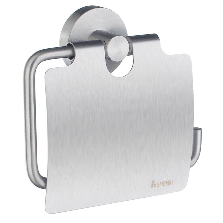 Smedbo Home Toilet Roll Holder With Cover in Brushed Chrome