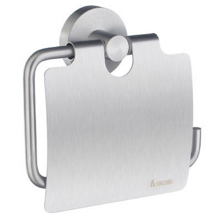 Smedbo Home Toilet Roll Holder With Cover in Brushed Chrome HS3414