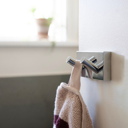 RK356 Smedbo House Double Towel Hook in Polished Chrome Lifestyle