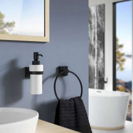 Smedbo House Holder Soap Dispenser with Black Holder Room Setting