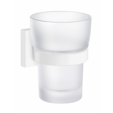 Smedbo House Holder in White with Glass Tumbler