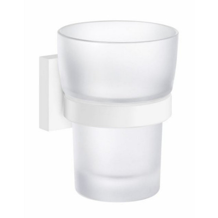 Smedbo House Holder in White with Glass Tumbler