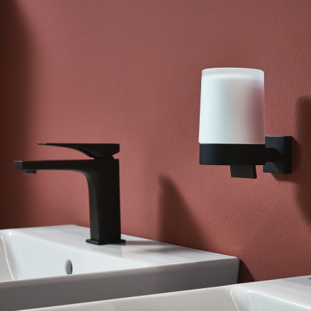 RB361 Smedbo House Matt Black Glass Soap Dispenser Lifestyle