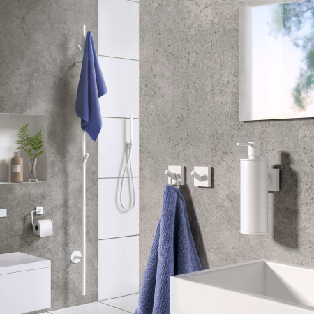 RX355 Smedbo House Single Towel Hook in Matt White Lifestyle