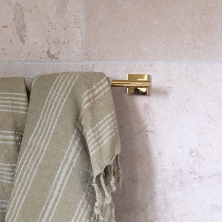 RV3464 Smedbo House Single Towel Rail in Polished Brass Close Up