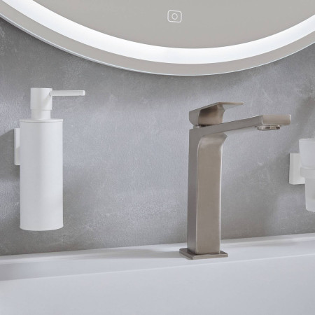 RX370 Smedbo House Soap Dispenser and Holder in White Close Up