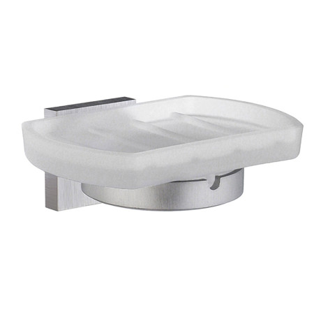 Smedbo House Soap Holder with Frosted Glass Dish Brushed Chrome