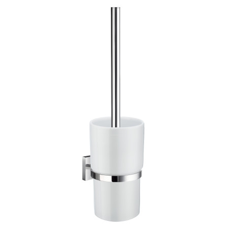 Smedbo House Toilet Brush Holder in Chrome with a Porcelain Container