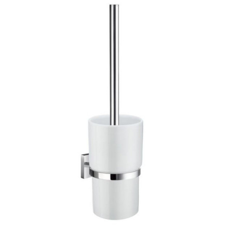 Smedbo House Toilet Brush Holder in Chrome with a Porcelain Container