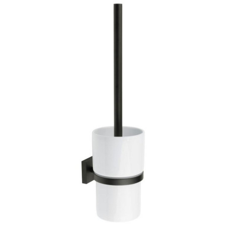 Smedbo House Toilet Brush in Black with Porcelain Container