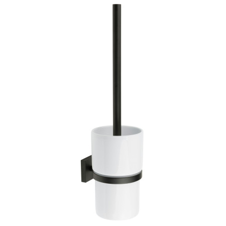 Smedbo House Toilet Brush in Black with Porcelain Container