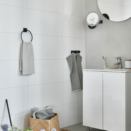 RB344 Smedbo House Towel Ring in Black Bathroom Setting