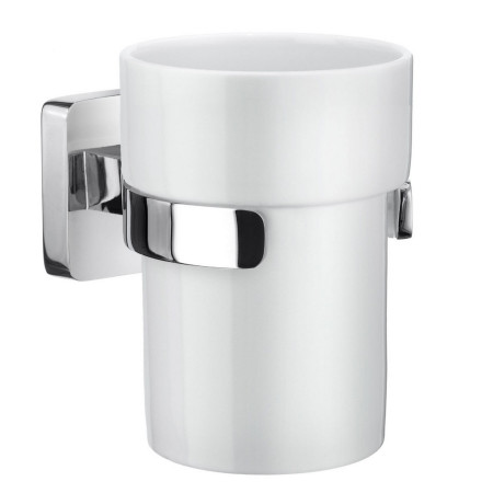 Smedbo Ice Polished Chrome Holder with Porcelain Tumbler