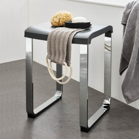 FK416 Smedbo Living Chrome 480mm Shower Chair With Dark Grey Seat Lifestyle