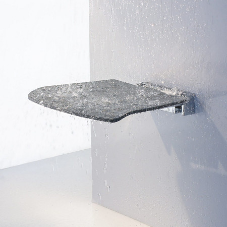 FK414 Smedbo Living Folding Wall Mounted Shower Seat Dark Grey Folded Down