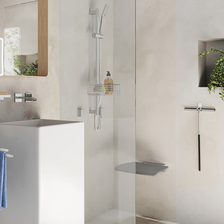 FK414 Smedbo Living Folding Wall Mounted Shower Seat Dark Grey Lifestyle