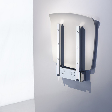 FK404 Smedbo Living Folding Wall Mounted Shower Seat White Folded Away