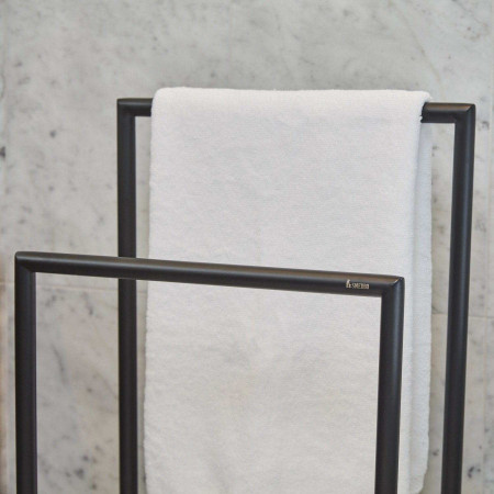 FB614 Smedbo Outline Black Double Freestanding Towel Rail Close Up