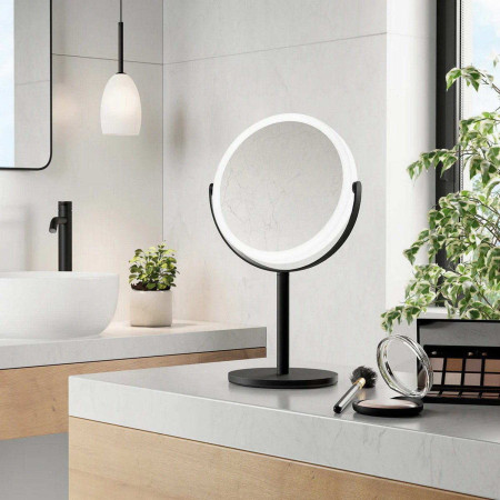 FB447 Smedbo Outline Black Freestanding LED Makeup Mirror Lifestyle