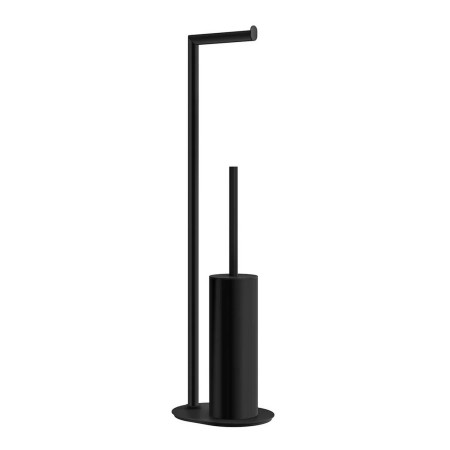 Smedbo Outline Black Freestanding Toilet Roll Holder with Toilet Brush