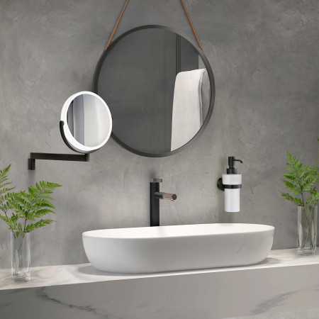 FB446 Smedbo Outline Black LED Shaving and Makeup Mirror Lifestyle