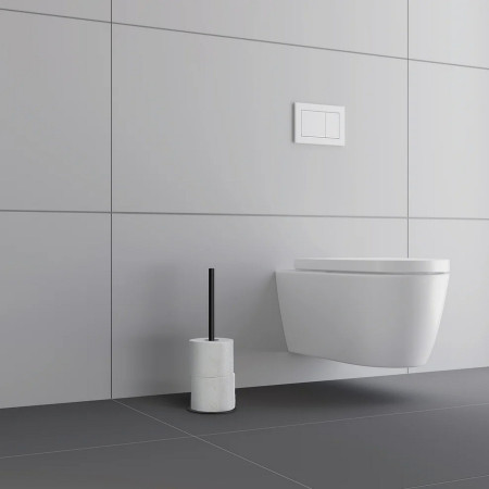 FB611 Smedbo Outline Black Spare Freestanding Toilet Roll Holder Lifestyle