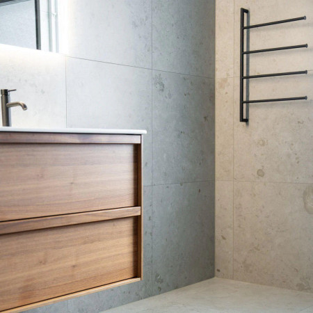 FB634 Smedbo Outline Black Towel Bar with Four Swivel Arms with Vanity Unit