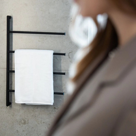 FB634 Smedbo Outline Black Towel Bar with Four Swivel Arms Lifestyle
