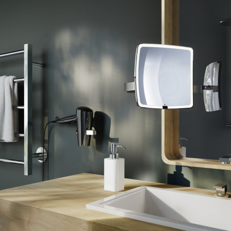FK492EP Smedbo Outline Chrome Squared Wall Mounted LED Mirror Lifestyle