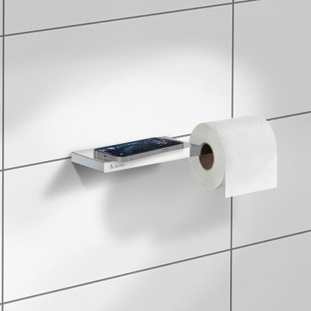 FK3411 Smedbo Outline Chrome Toilet Roll Holder with Shelf Lifestyle