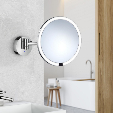 FK487H Smedbo Outline Chrome Wall Mounted LED Make Up Mirror Lifestyle