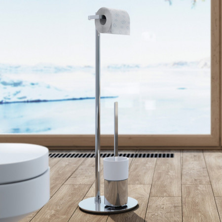 FK312P Smedbo Outline Free Standing Toilet Roll Holder & Toilet Brush Lifestyle