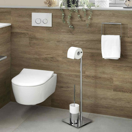 FK322P Smedbo Outline Free Standing Toilet Roll Holder with Square Base & Toilet Brush Lifestyle