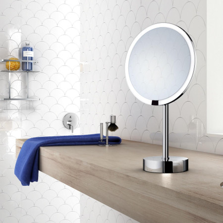 FK488EP Smedbo Outline Freestanding Chrome LED Mirror Lifestyle