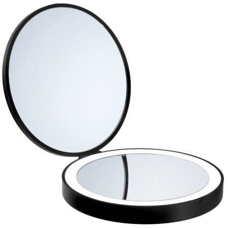 Smedbo Outline Lite Black LED Travel Mirror