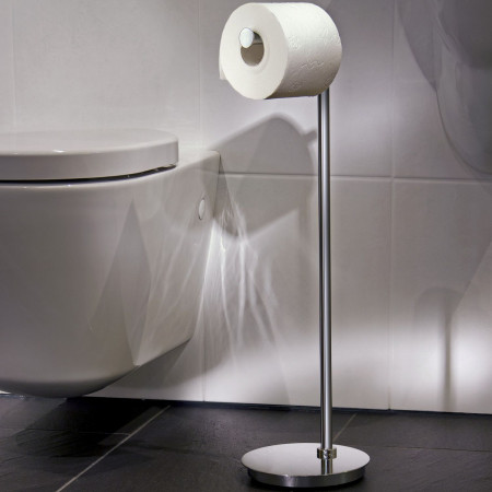 FK606 Smedbo Outline Lite Freestanding Round Toilet Roll Holder Lifestyle