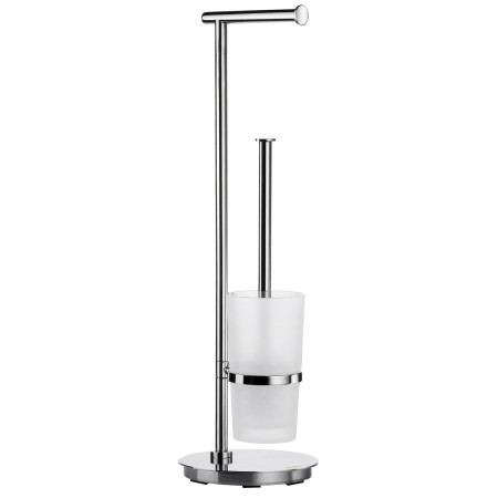Smedbo Outline Lite Round Freestanding Toilet Roll Holder and Toilet Brush