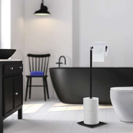 FB636 Smedbo Outline Lite Square Black Spare Toilet Roll Holder Lifestyle