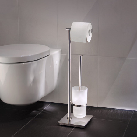FK603 Smedbo Outline Lite Square Freestanding Toilet Roll Holder and Toilet Brush Lifestyle