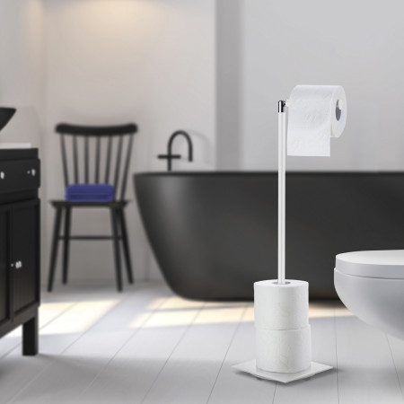 FX636 Smedbo Outline Lite Square White Spare Toilet Roll Holder Lifestyle
