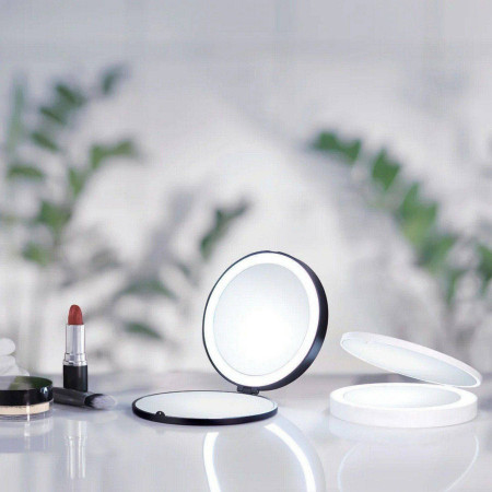 FX627 Smedbo Outline Lite White LED Travel Mirror with Black Model