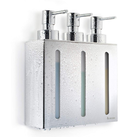 FK259 Smedbo Outline Soap Dispenser with Three Containers Wall Mounted Shower Setting
