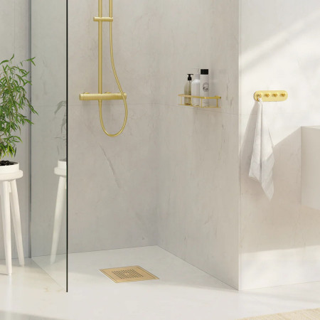 FV502S Smedbo Outline Square Brushed Brass Floor Grating Lifestyle