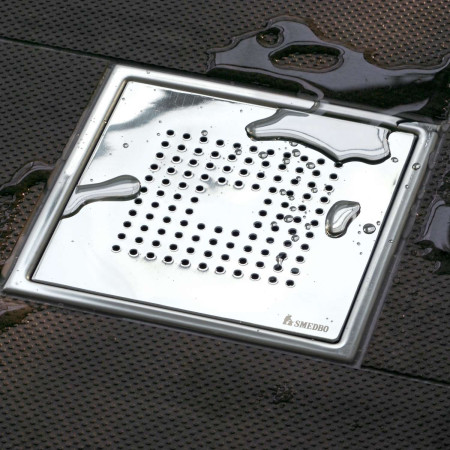 FK502 Smedbo Outline Square Polished Stainless Steel Floor Grating Lifestyle